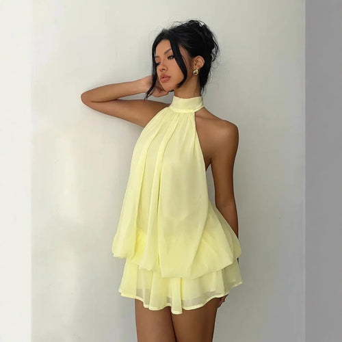 The Capri Halter Tie-Back Mini Dress