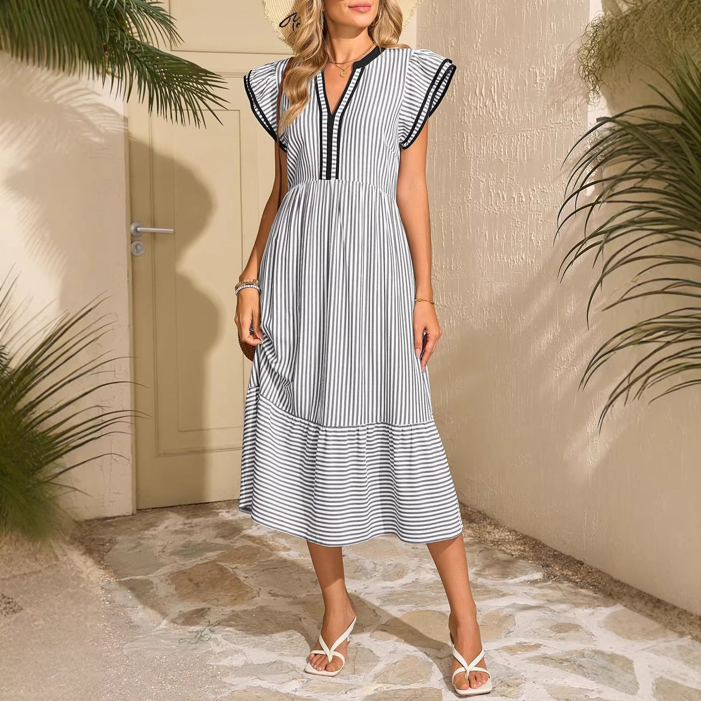 The Florentine Flutter-Sleeve Dress