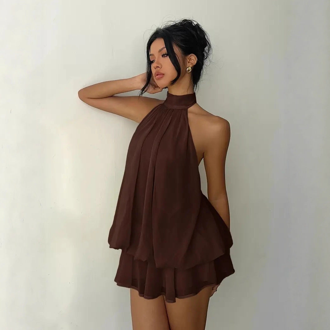 The Capri Halter Tie-Back Mini Dress