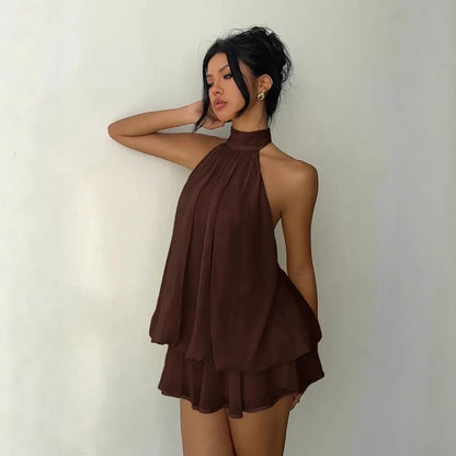 The Capri Halter Tie-Back Mini Dress