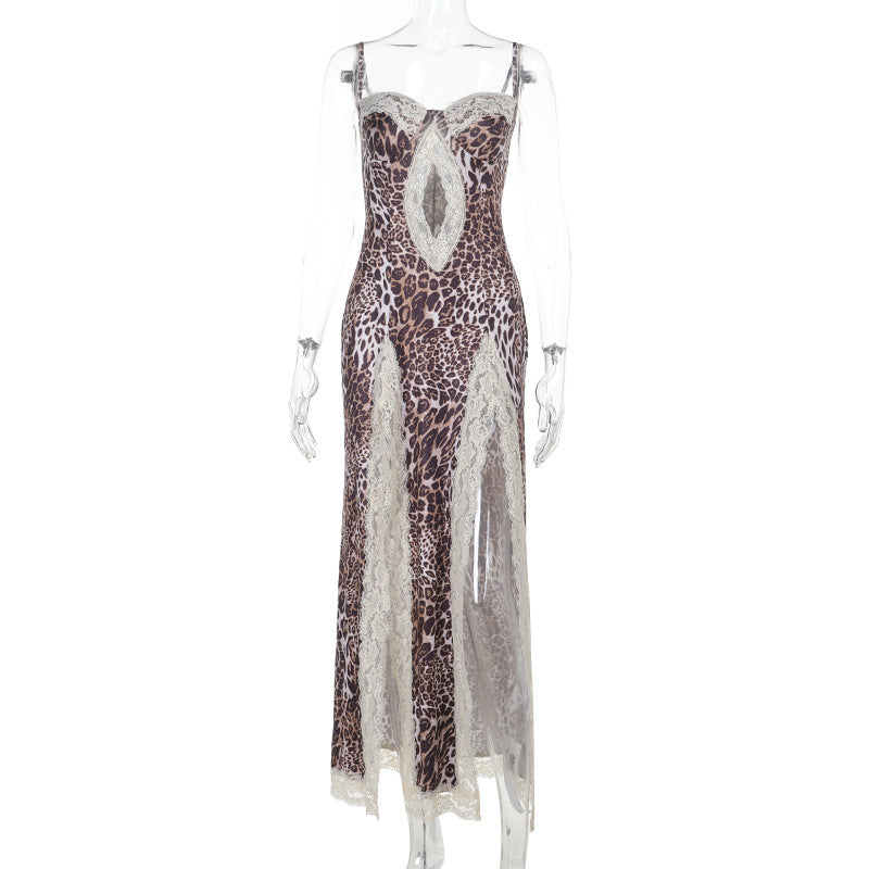 The Safari Lace-Strap Leopard Dress