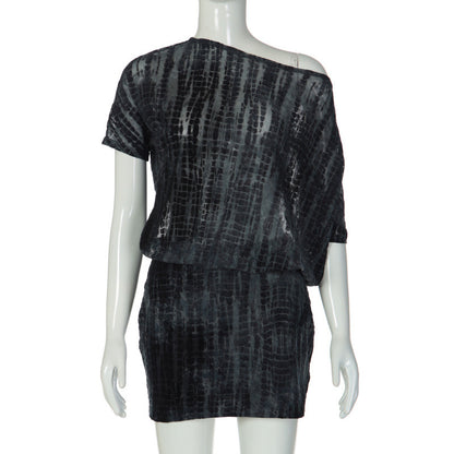 Asymmetrical Neck Tie Hollow-Out Back Short Dress