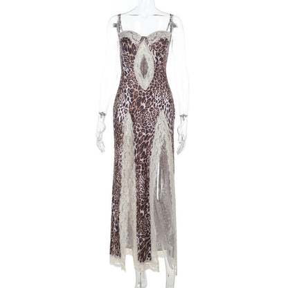 The Safari Lace-Strap Leopard Dress