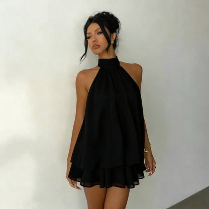 The Capri Halter Tie-Back Mini Dress
