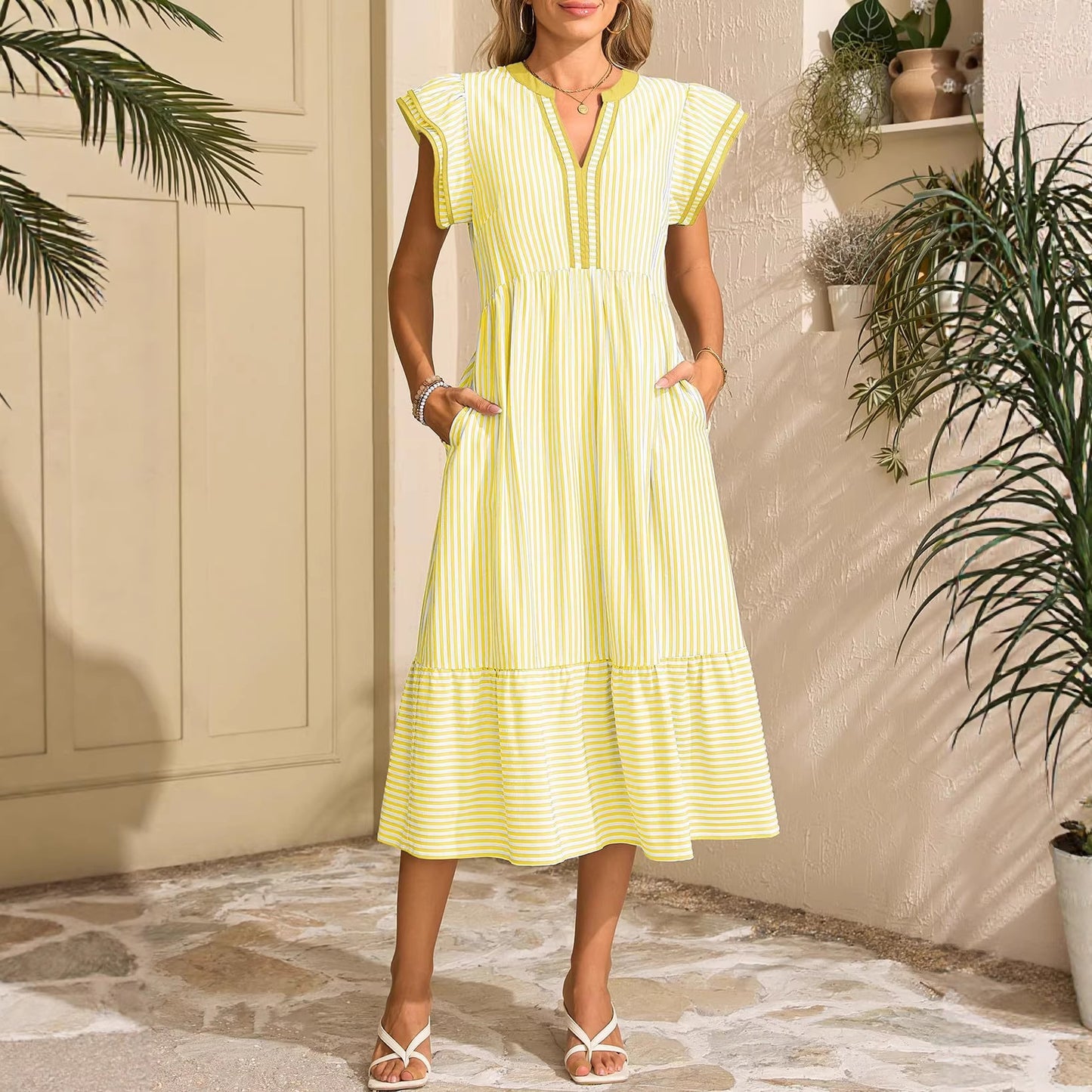 The Florentine Flutter-Sleeve Dress