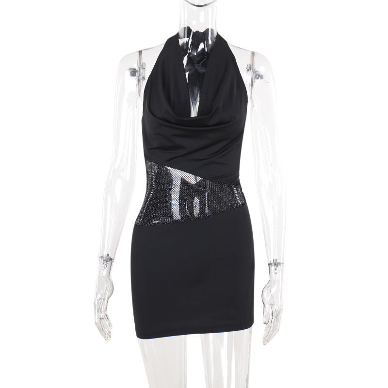 The Midnight Rhinestone Cowl Dress