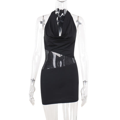 The Midnight Rhinestone Cowl Dress