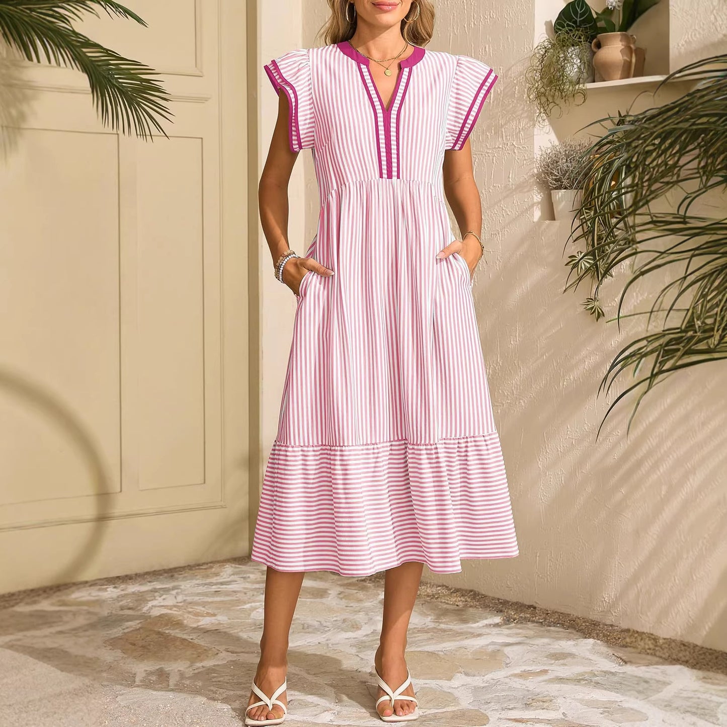 The Florentine Flutter-Sleeve Dress